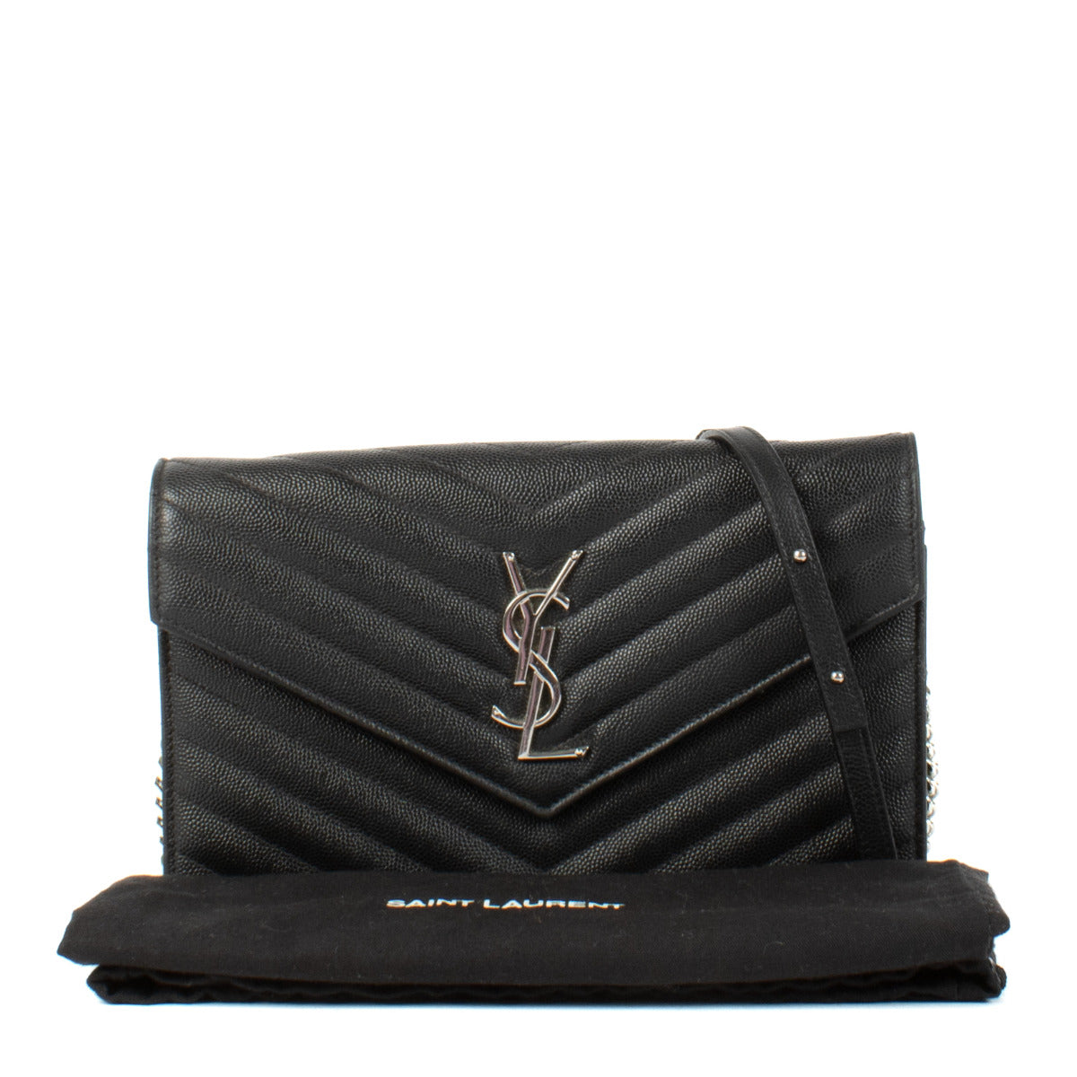Saint Laurent Black Cassandre Envelope Chain Bag