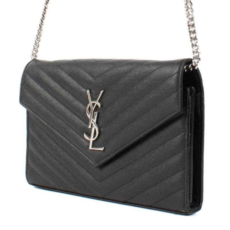 Saint Laurent Black Cassandre Envelope Chain Bag