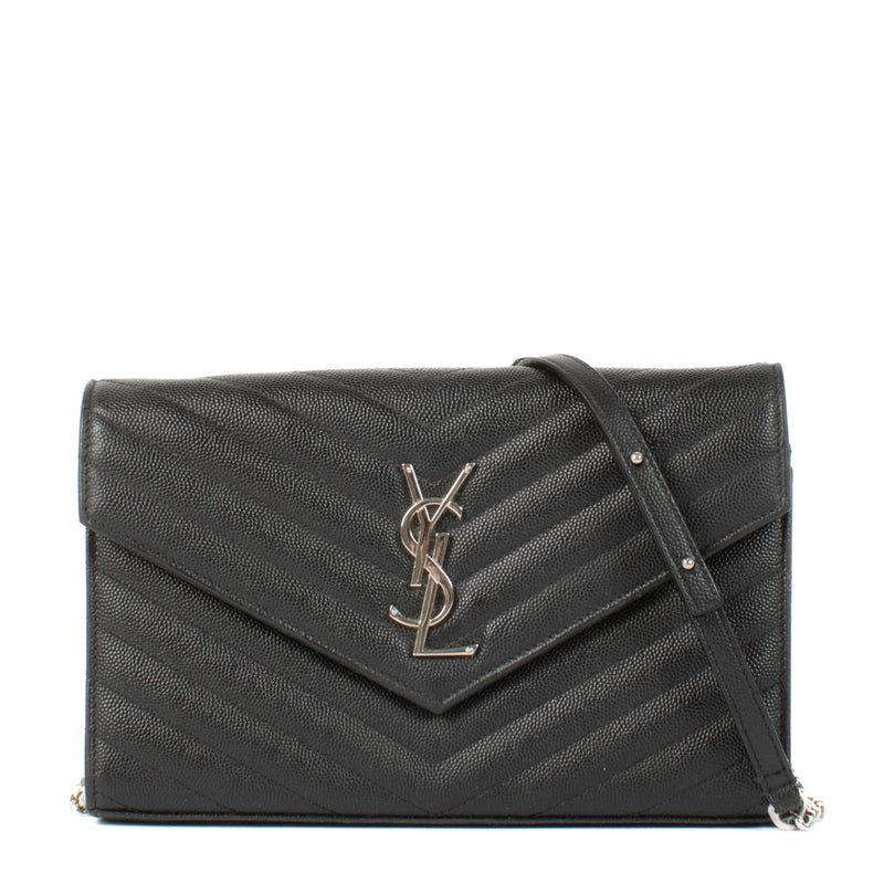 Saint Laurent Black Cassandre Envelope Chain Bag
