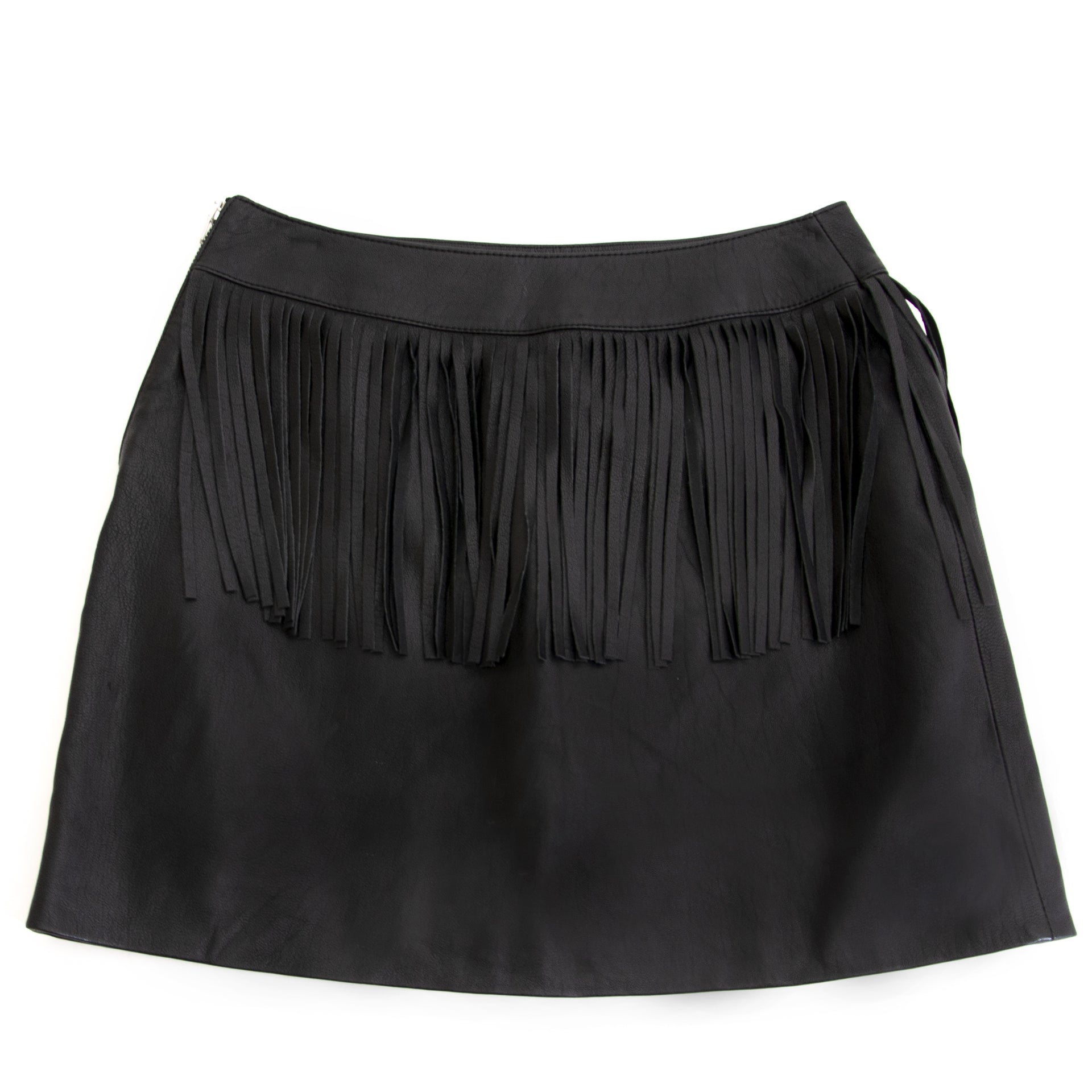 Koop authentieke tweedehands Yves Saint Laurent Black Fringe Skirt - size 36 bij webshop LabelLOV