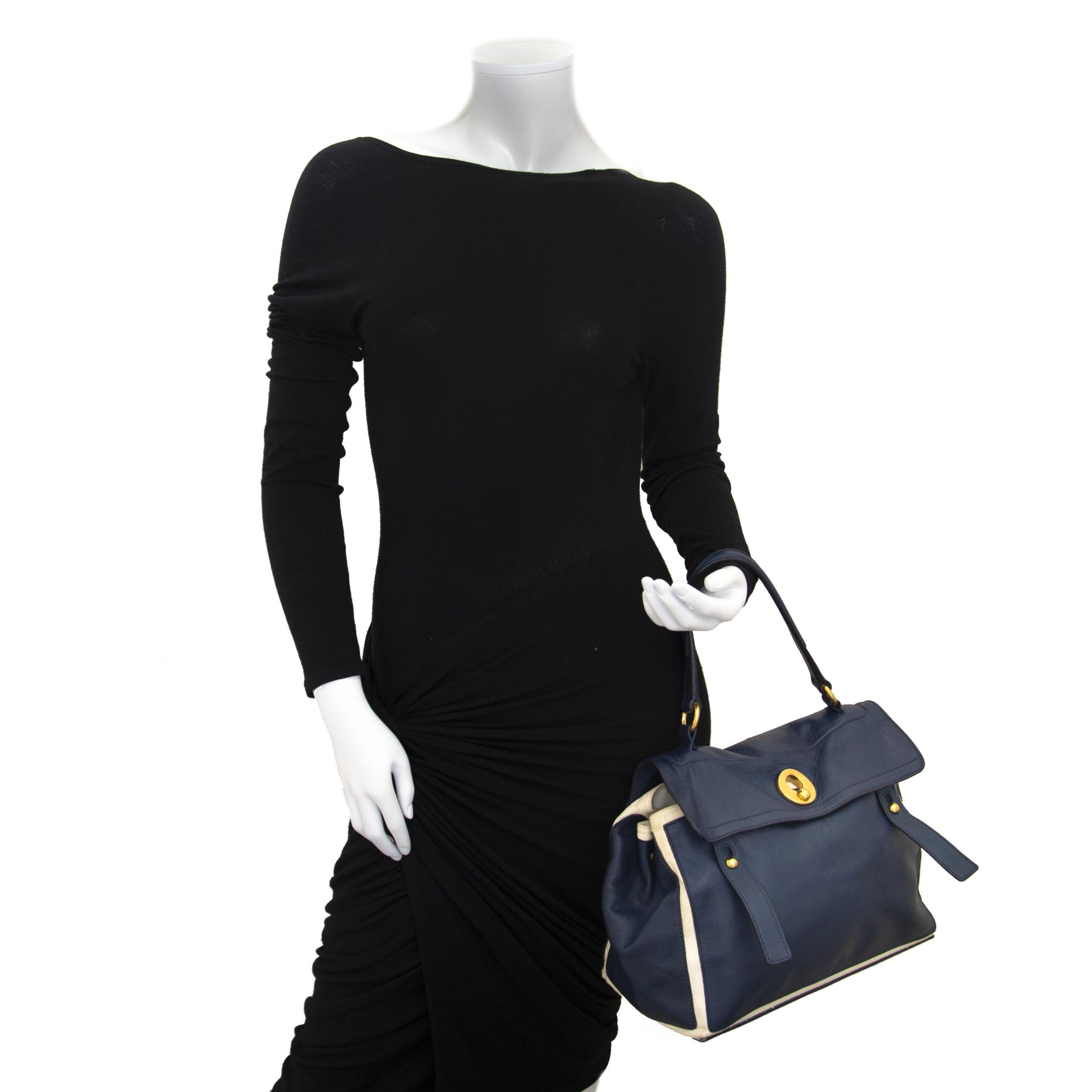 Yves Saint Laurent Muse Two Blue Shoulder Bag now for sale at labellov vintage fashion webshop belgium