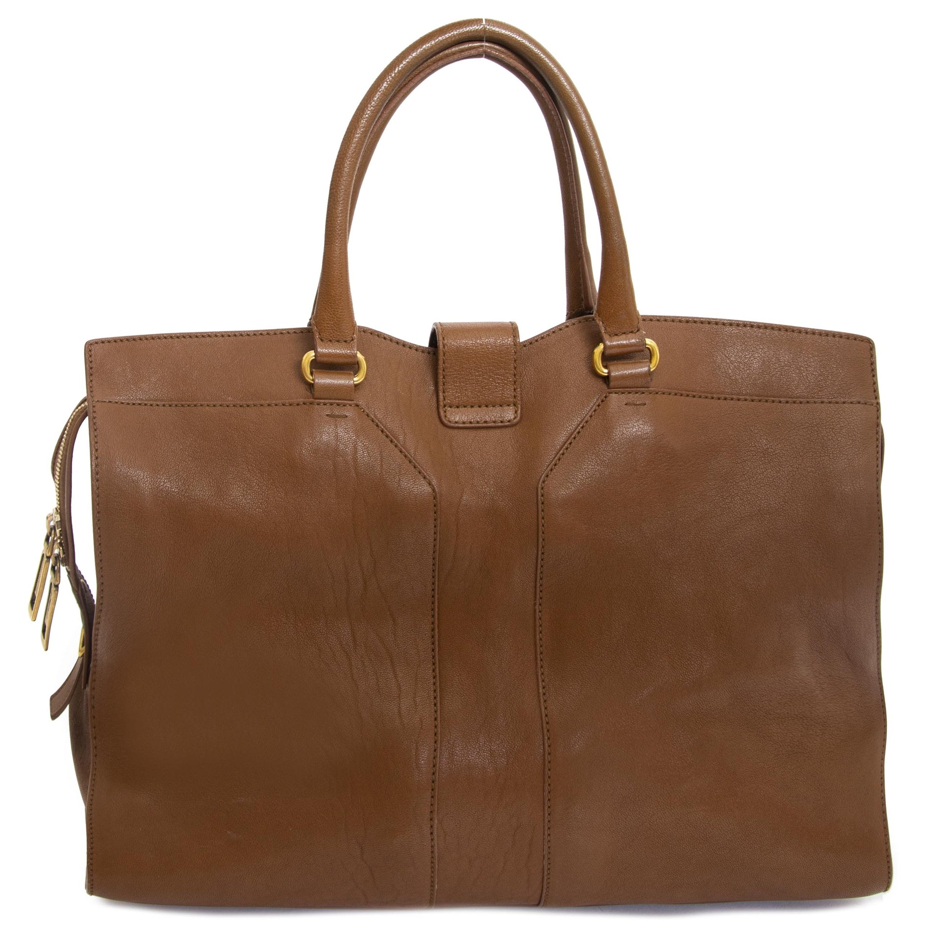 Saint Laurent Brown Cabas Y Leather Tote now for sale at labellov vintage fashion webshop belgium