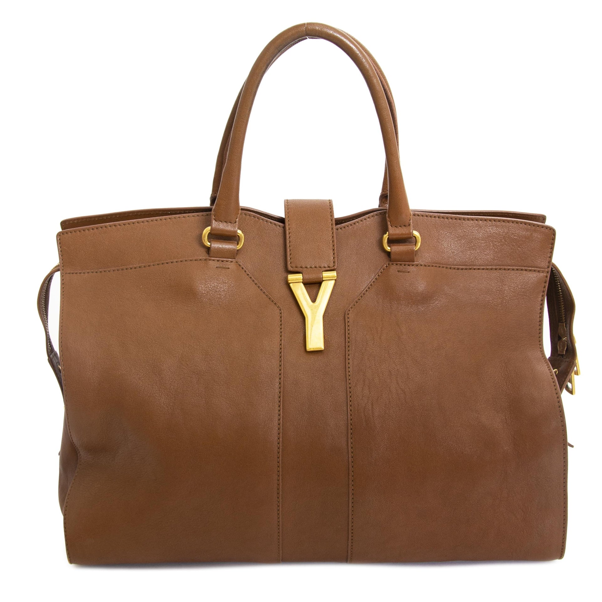 Saint Laurent Brown Cabas Y Leather Tote now for sale at labellov vintage fashion webshop belgium