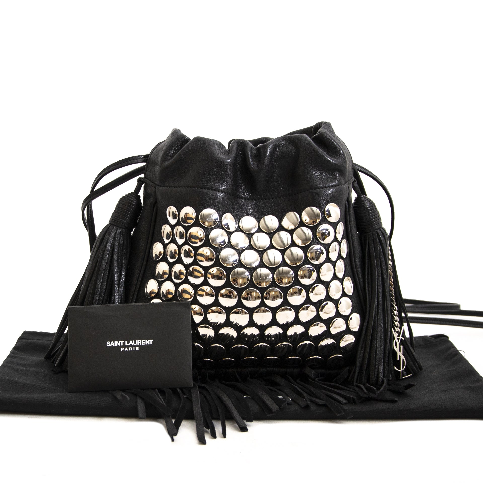 Authentieke tweedehands Saint Laurent Studded Bucket Bag online winkelen LabelLOV