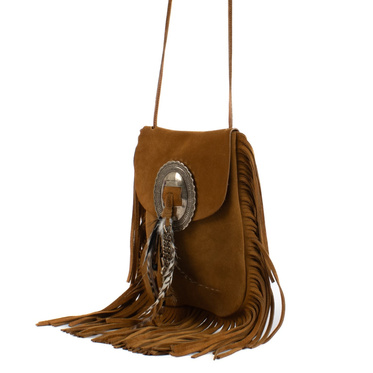 Saint Laurent Camel Suede Anita Crossbody Bag