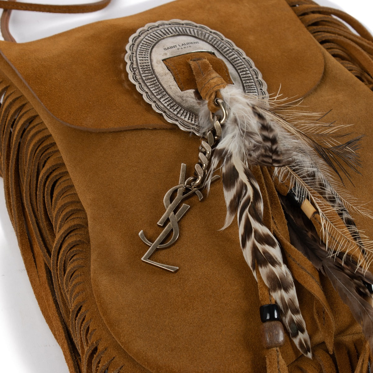 Saint Laurent Camel Suede Anita Crossbody Bag
