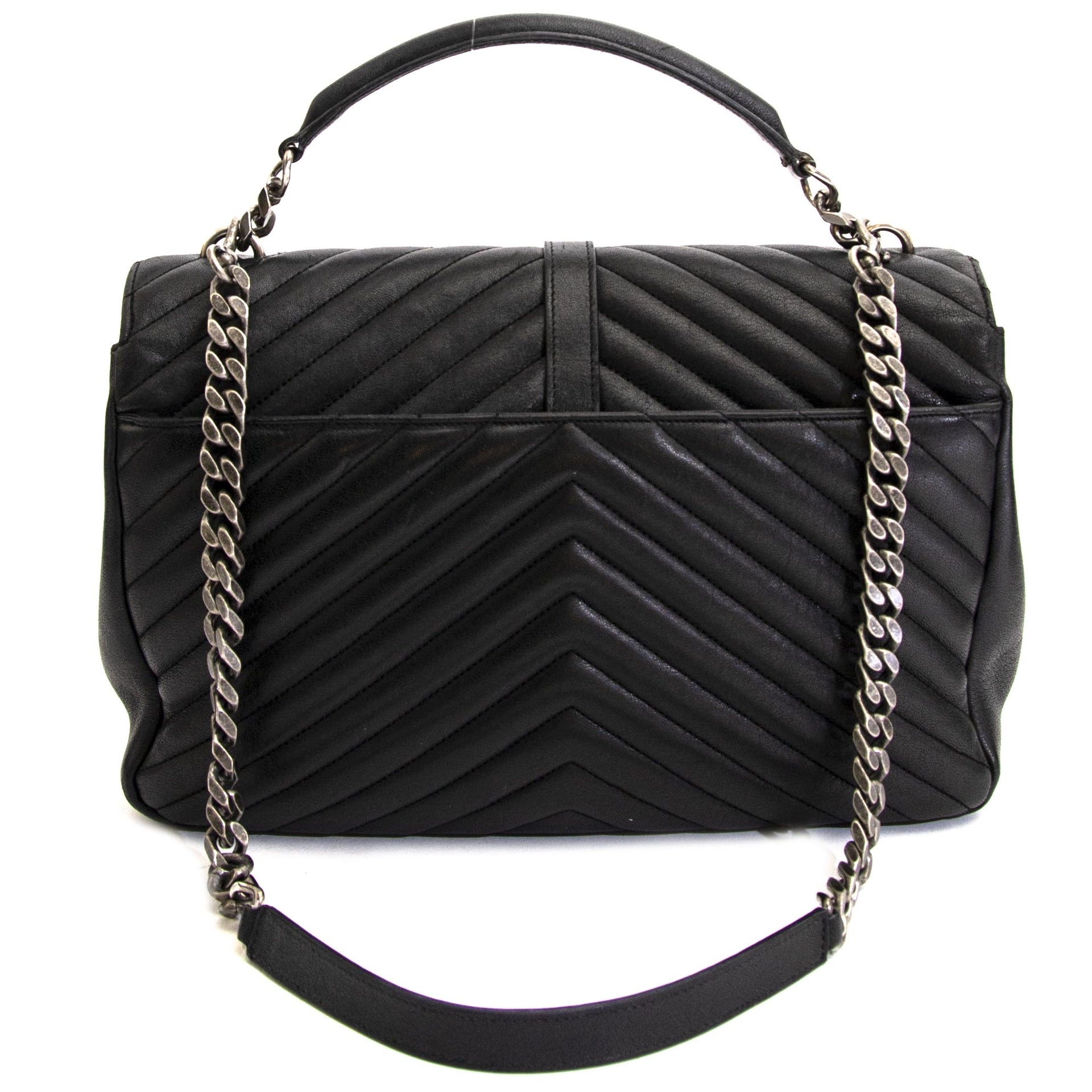Yves Saint Laurent College Large Matelassé Leather Bag now for sale at labellov vintage fashion webshop belgium