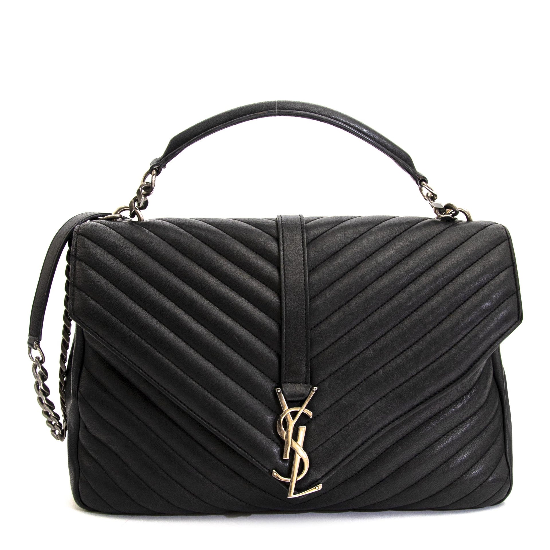 Yves Saint Laurent College Large Matelassé Leather Bag now for sale at labellov vintage fashion webshop belgium