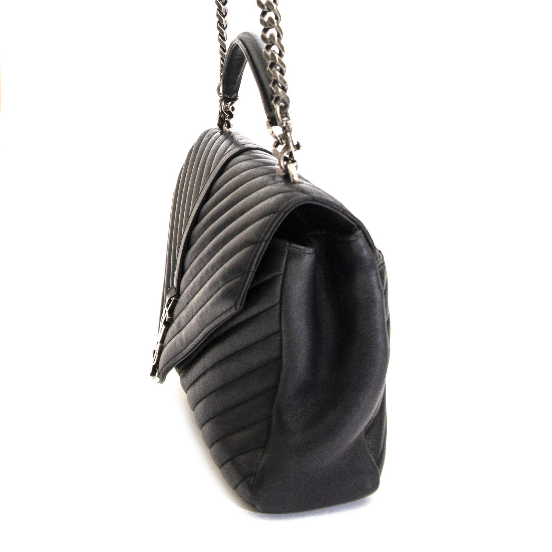 Yves Saint Laurent College Large Matelassé Leather Bag now for sale at labellov vintage fashion webshop belgium