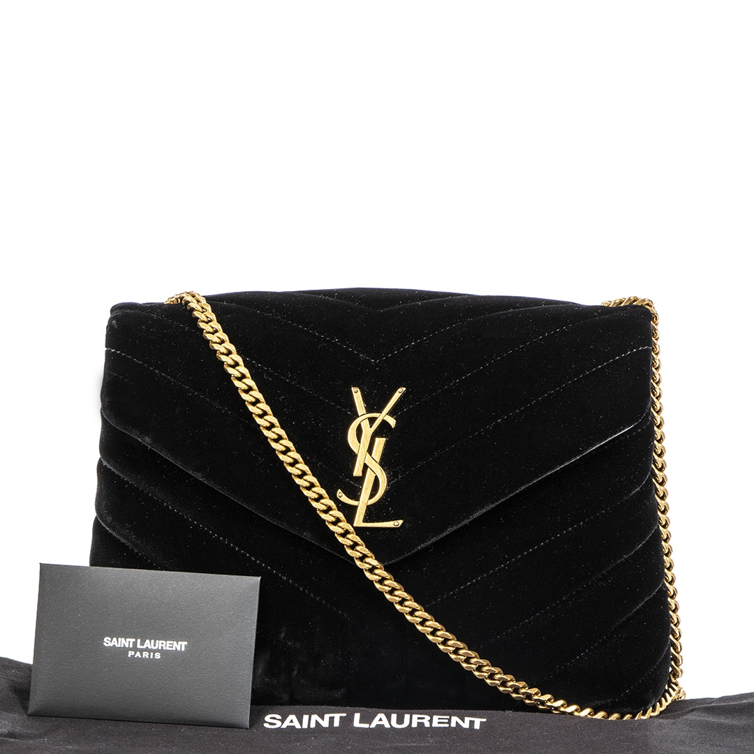 Saint Laurent Black Velvet Small Loulou Bag
