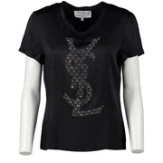 YSL Crystal Black Logo Tshirt