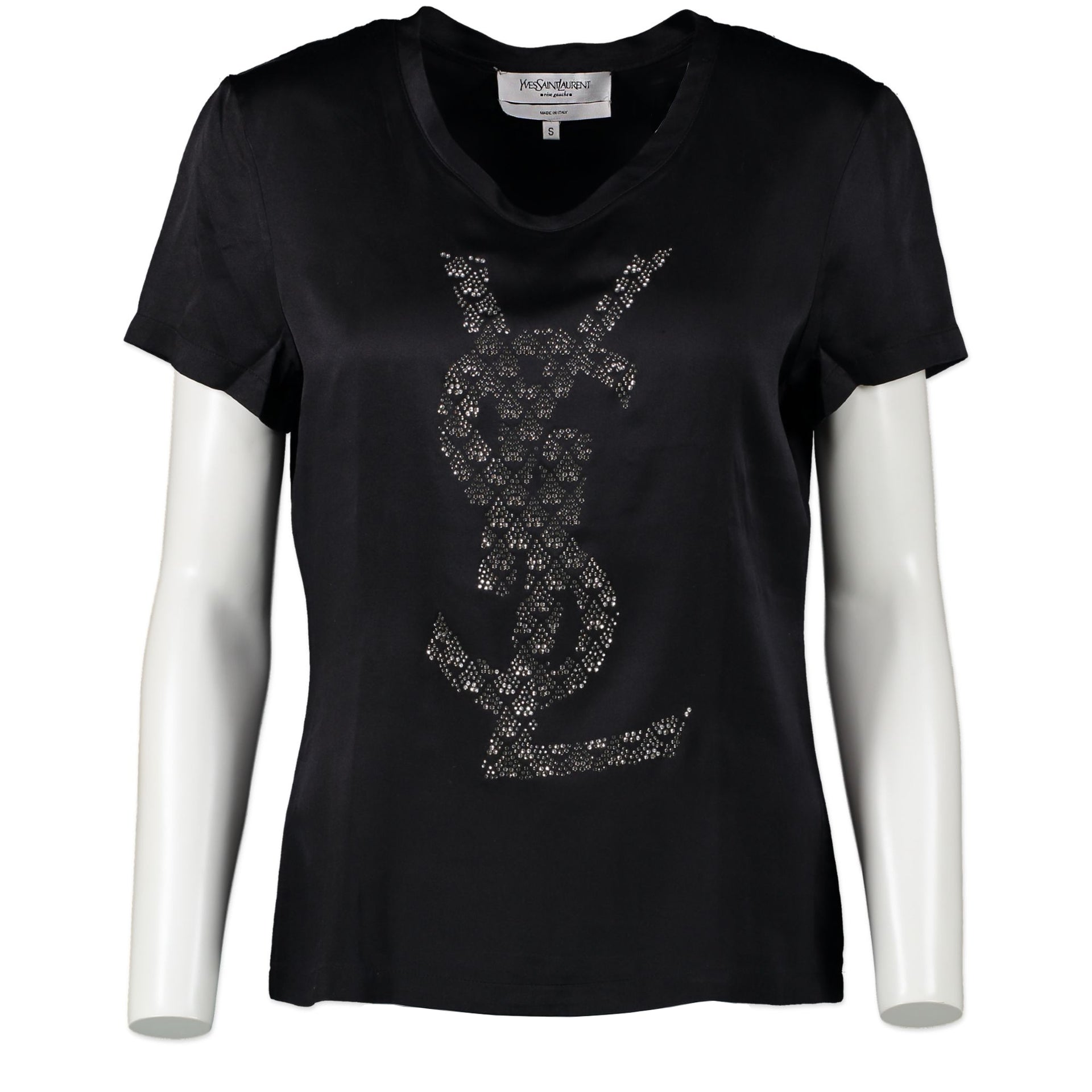 YSL Crystal Black Logo Tshirt
