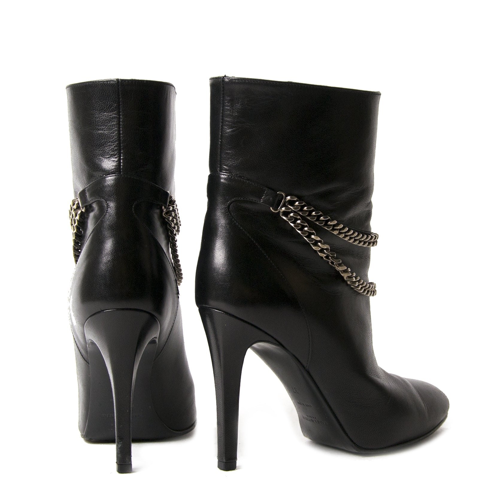 Saint Laurent Chain-Detail Ankle Boots for sale online at Labellov