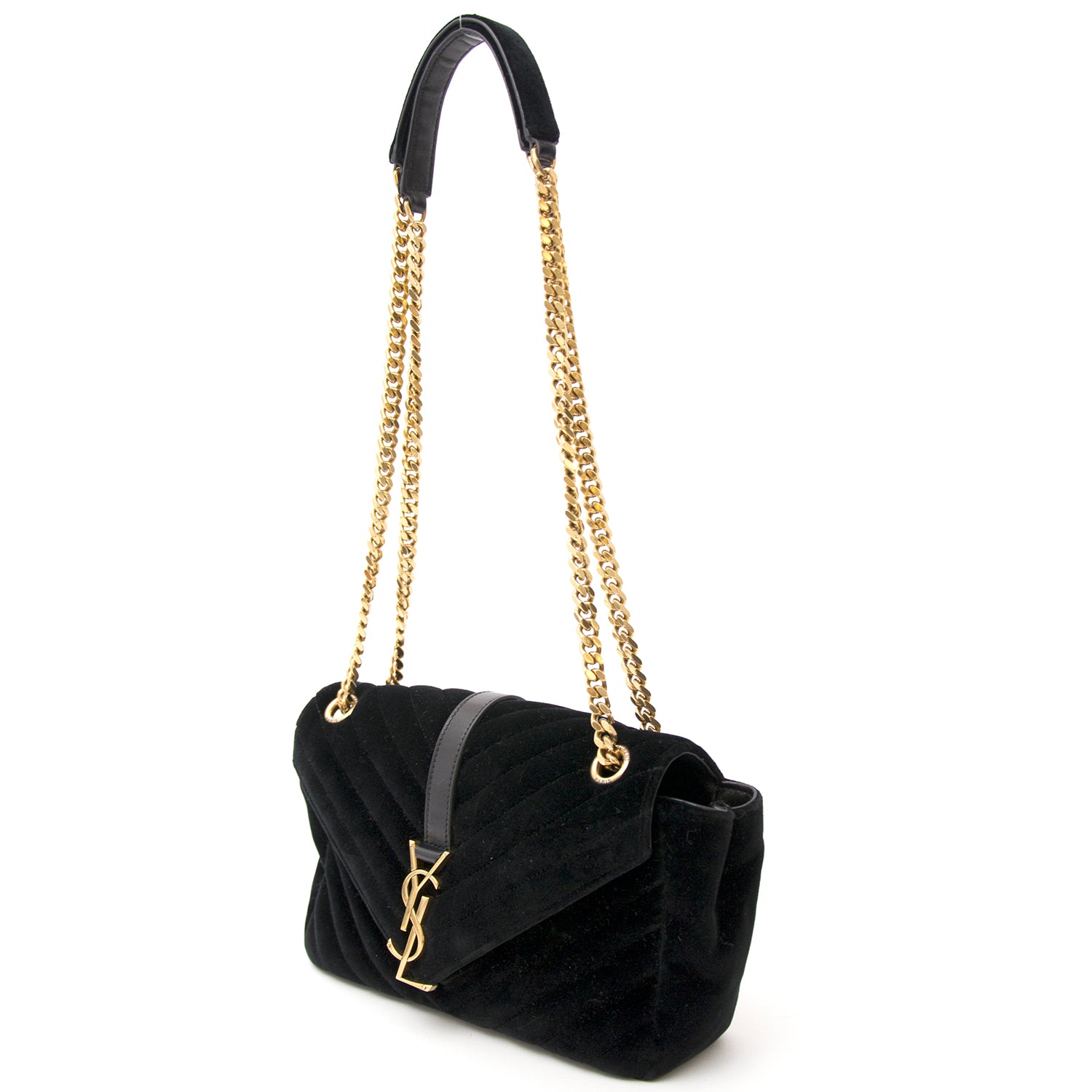 Acheter secur en ligne des sacs a mains Saint Laurent en velours noir pour le meilleur prix