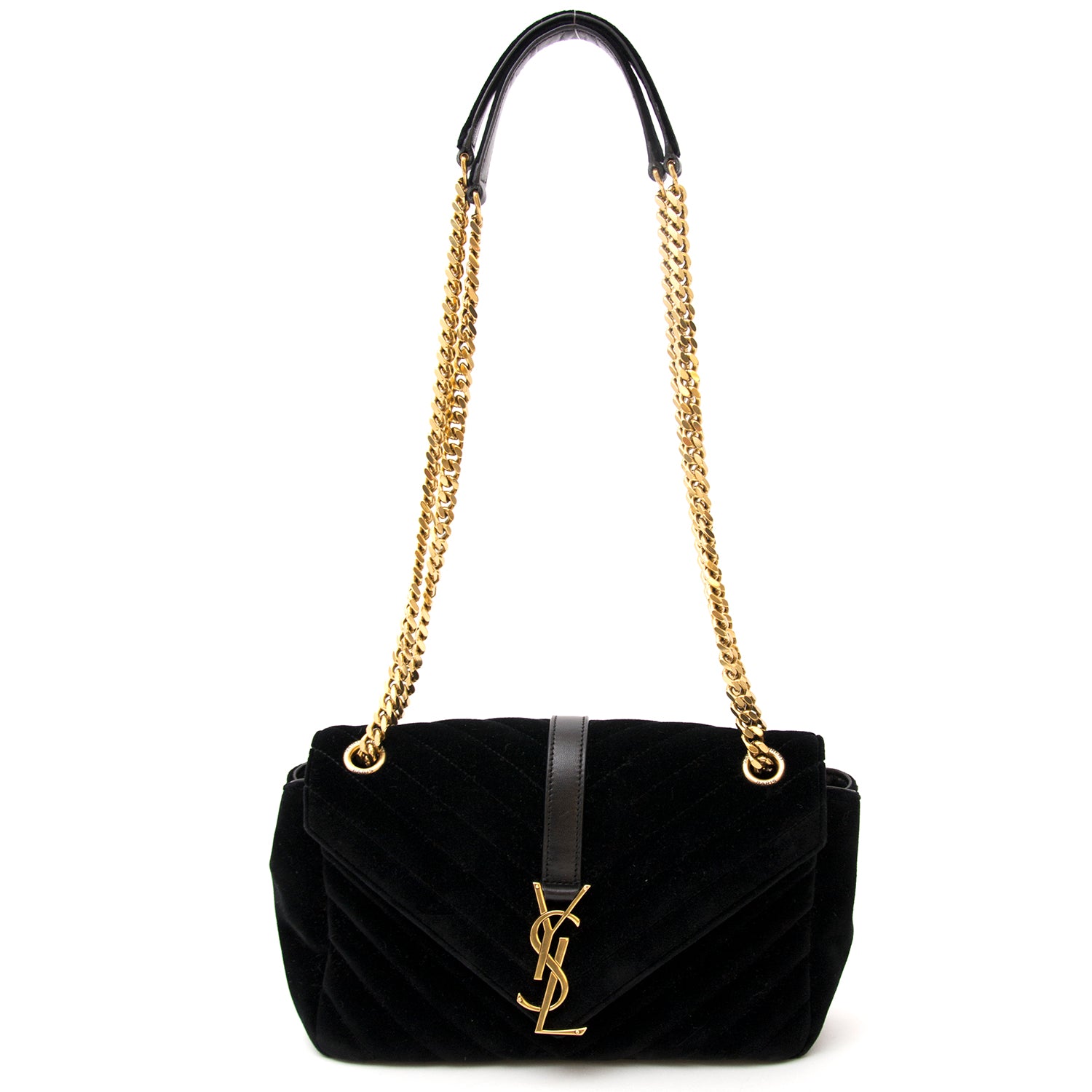 Het perfecte eindejaarsgeschenk shopt u bij Labellov tweedehands. Saint Laurent Velvet College Bag