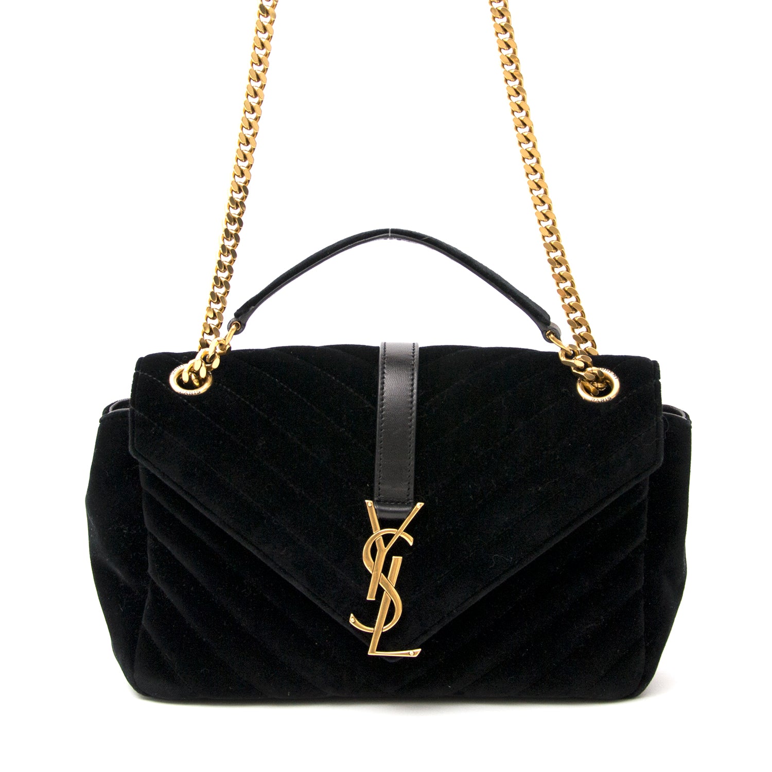 Saint Laurent Velvet College Bag kopen in Antwerpen? Koop veilig en makkelijk online bij Labellov tweedehands luxe