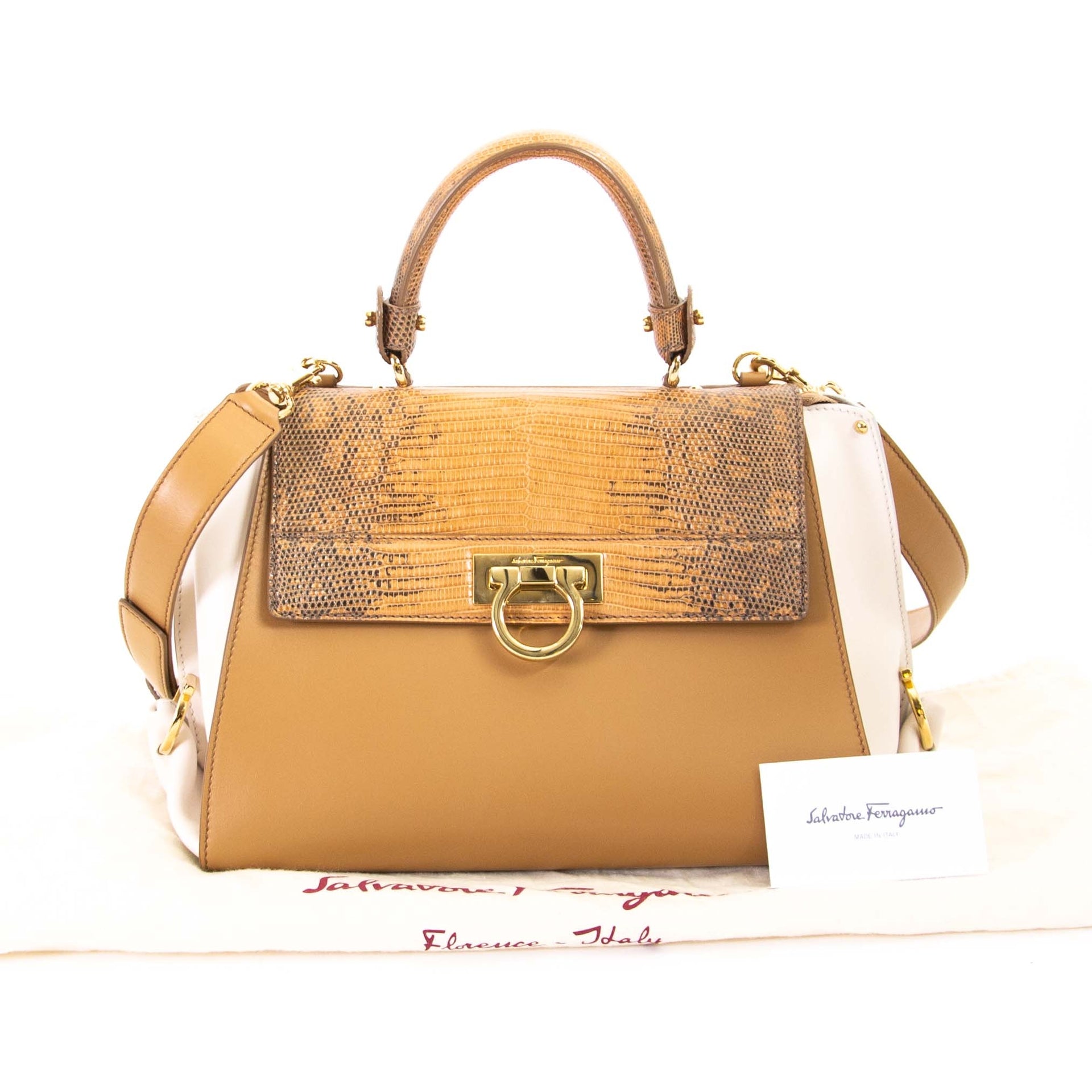 Salvatore Ferragamo Sofia Caramel Lizard
