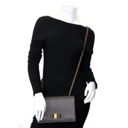 koop Salvatore Ferragamo Grey Leather Ginny Crossbody Bag bij labellov