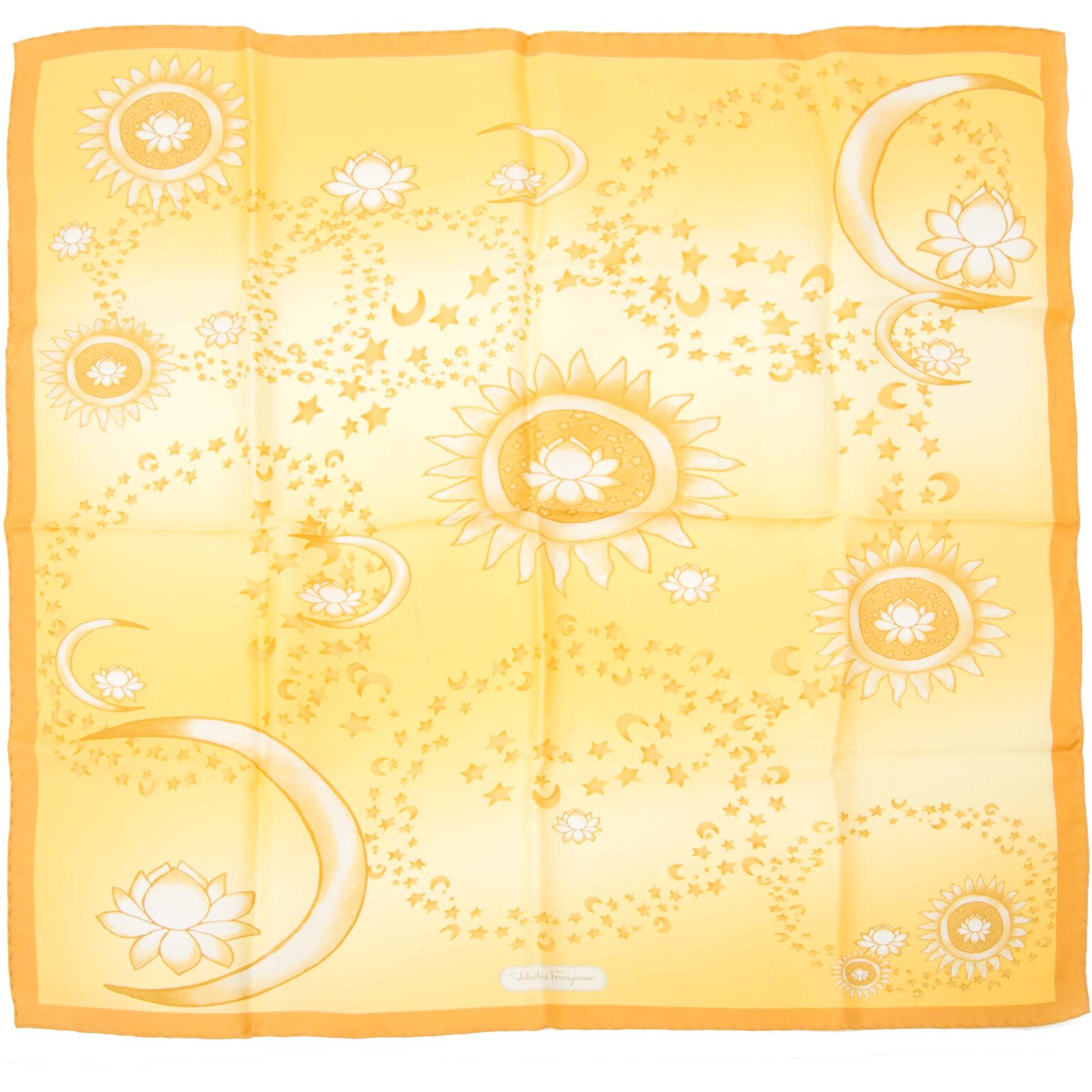 Beautiful silk scarf from Salvatore Ferragamo with moons and stars