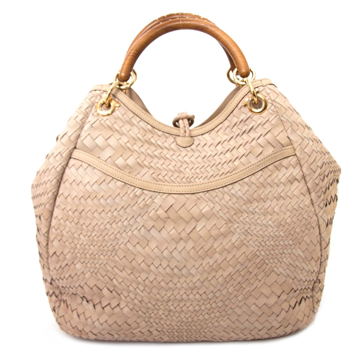 Salvatore Ferragamo Ceyla Braided Beige Leather Bag