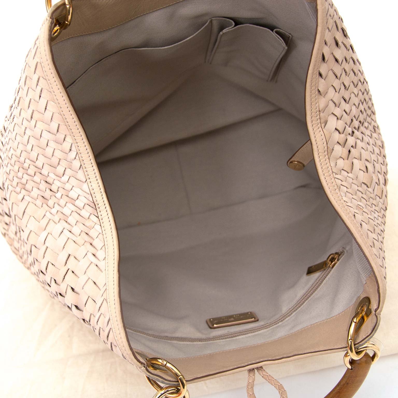 Salvatore Ferragamo Ceyla Braided Beige Leather Bag