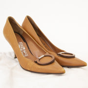 Secondhand Salvatore Ferragamo Brown Leather Heels - Size 36