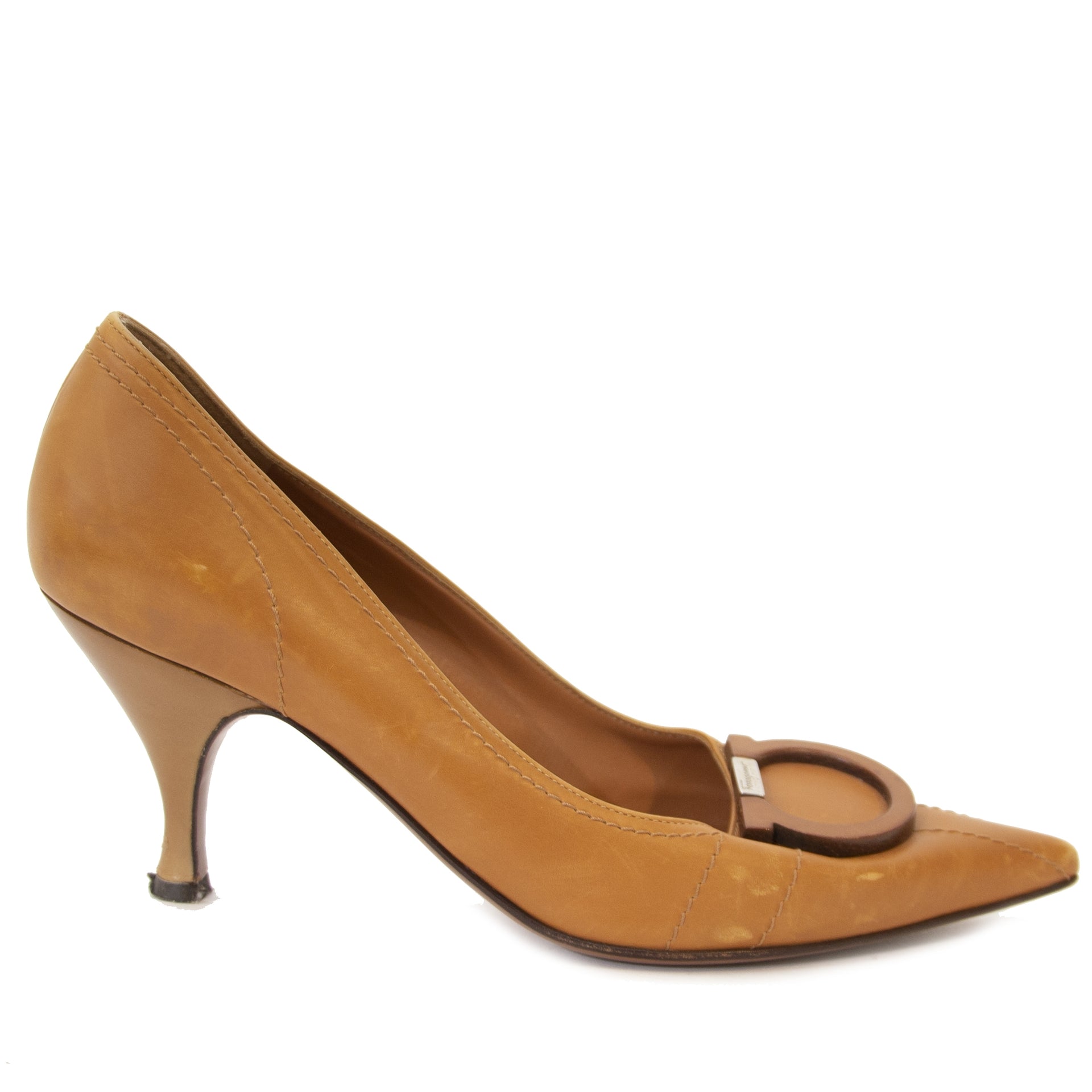 Salvatore Ferragamo Brown Leather Heels Size 36 at Labellov