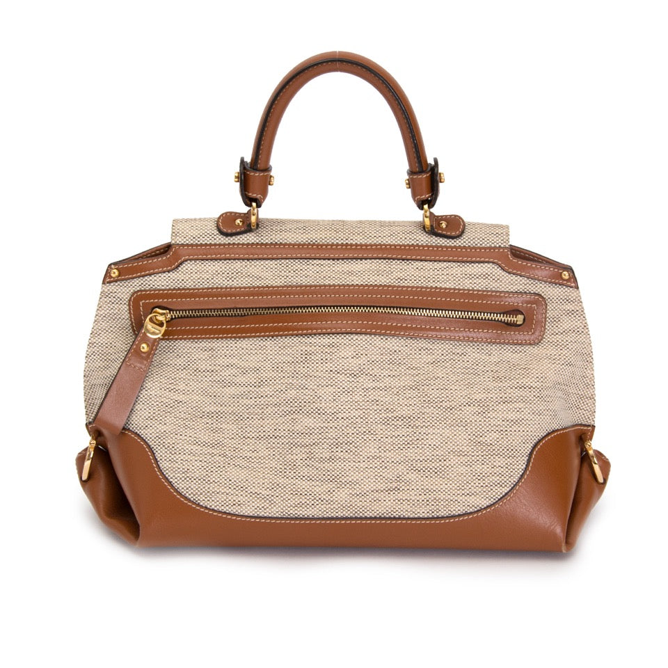 koop veilig online secondhand designer Salvatore Ferragamo Sofia Canvas Tote