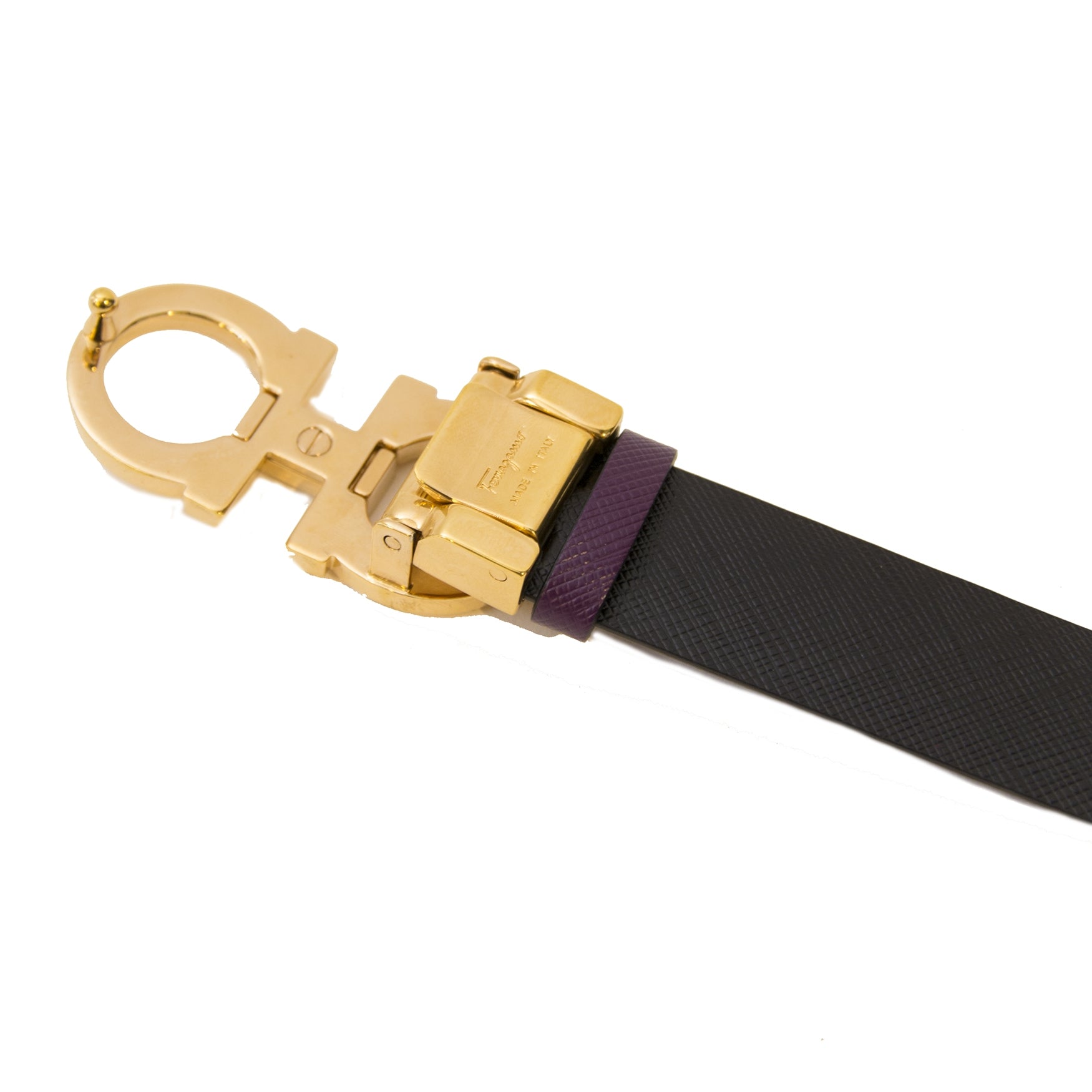 Salvatore Ferragamo Purple Adjustable Gancini Belt (