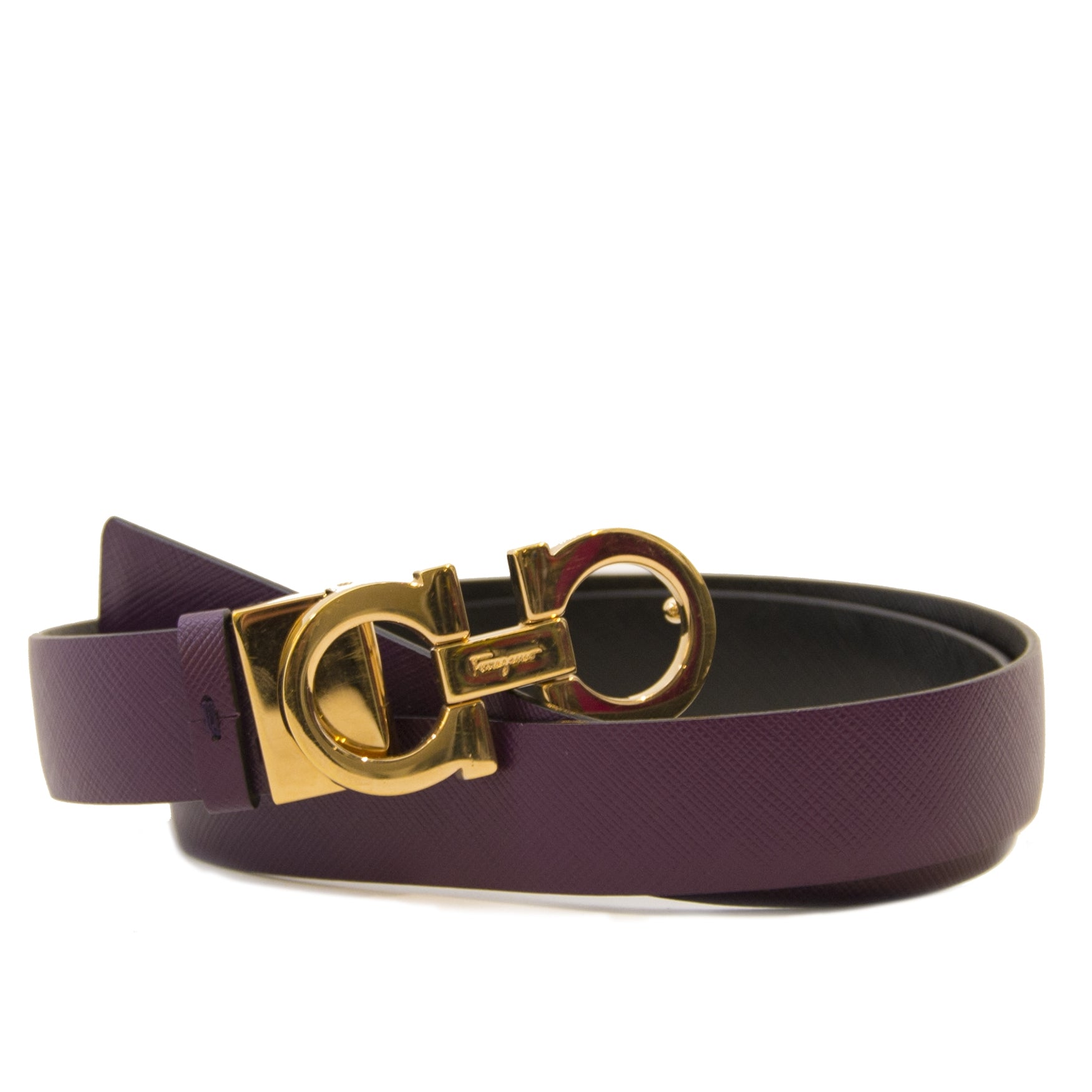 Salvatore Ferragamo Purple Adjustable Gancini Belt (