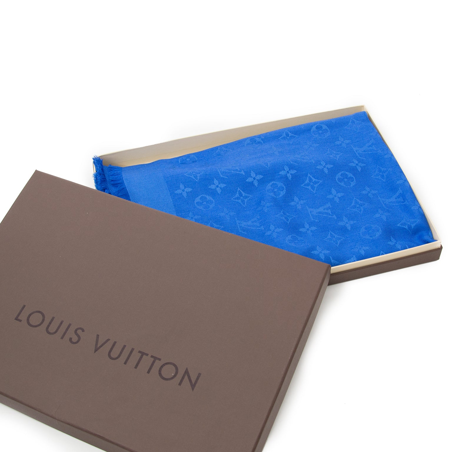 acheter en ligne comme neuf carré Louis Vuitton Blue Monogram Shawl