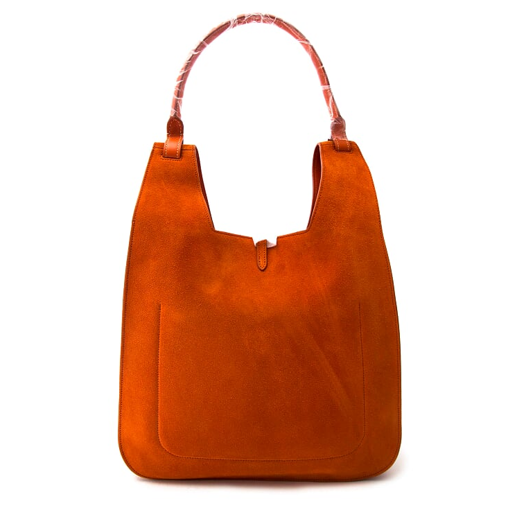 shop safe onilne your seconhand *NEVER USED* Céline Orange Suède Hobo Hook Bag