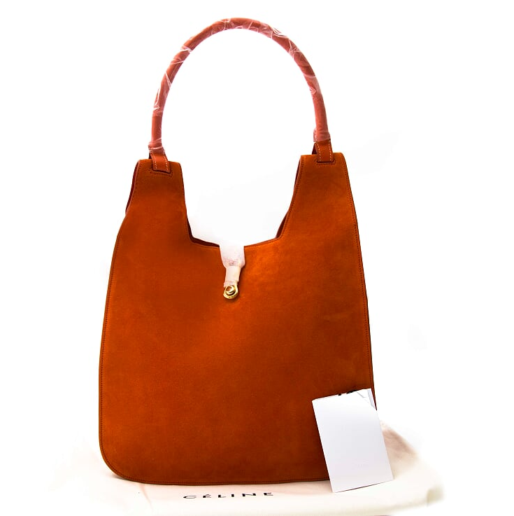 koop online tegen de beste prijs *NEVER USED* Céline Orange Suède Hobo Hook Bag