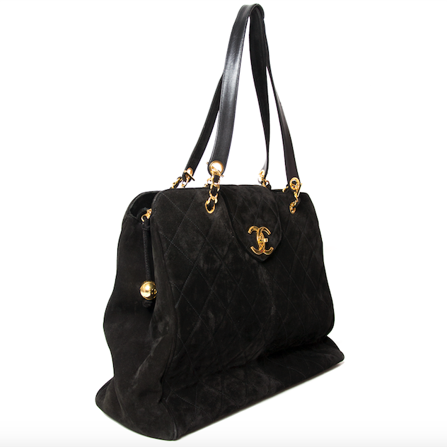 chanel velvet quilted large shopper now for sale at labellov vintage fashion webshop belgium