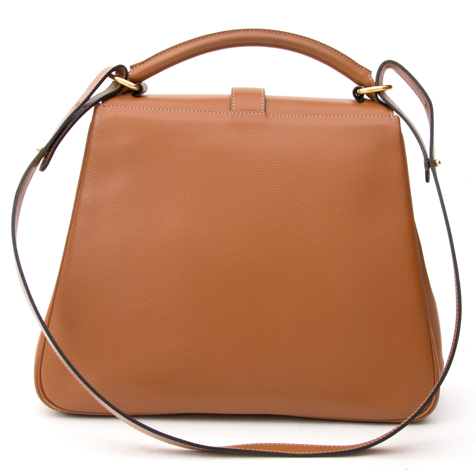 Authentic Delvaux tan cognac Gin Fizz Jumping leather handbag shoulder bag right price labellov online webshop designer vintage safe secure Antwerp Belgium