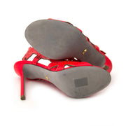 Sergio Rossi Coral Red Cut-Out Sandals