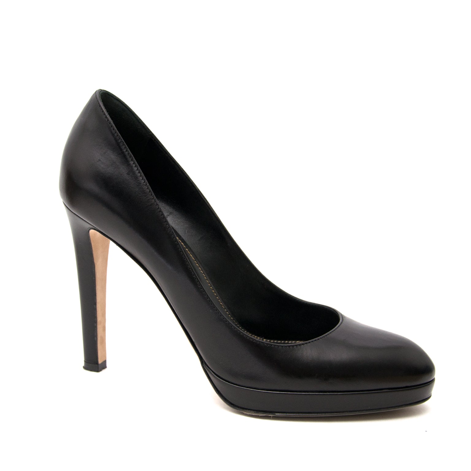Sergio Rossi Black Leather Almond Toe Pumps - Size 38 now online at labellov.com for the best price.