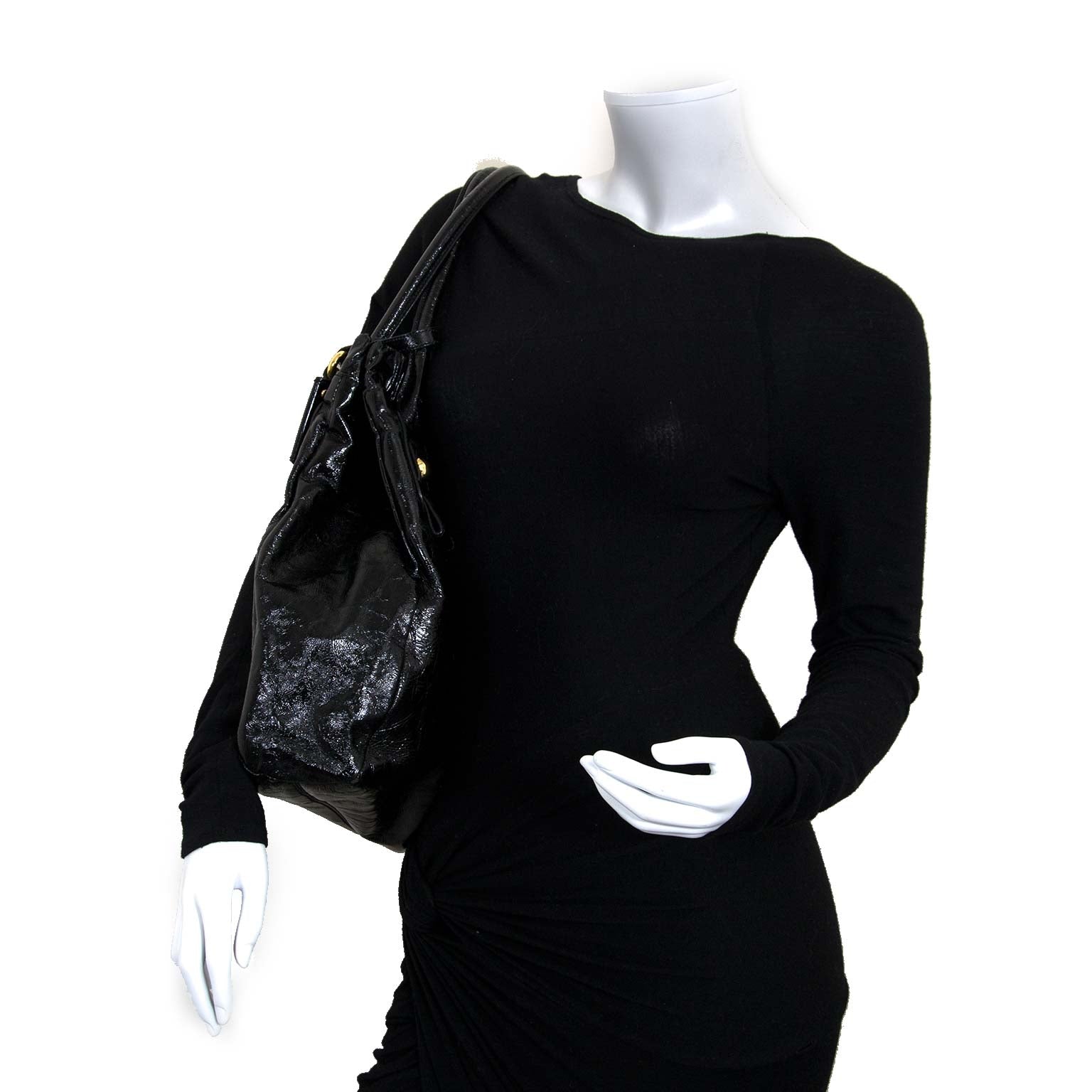 buy Sergio Rossi Black Patent Leather Tote at labellov for the best price