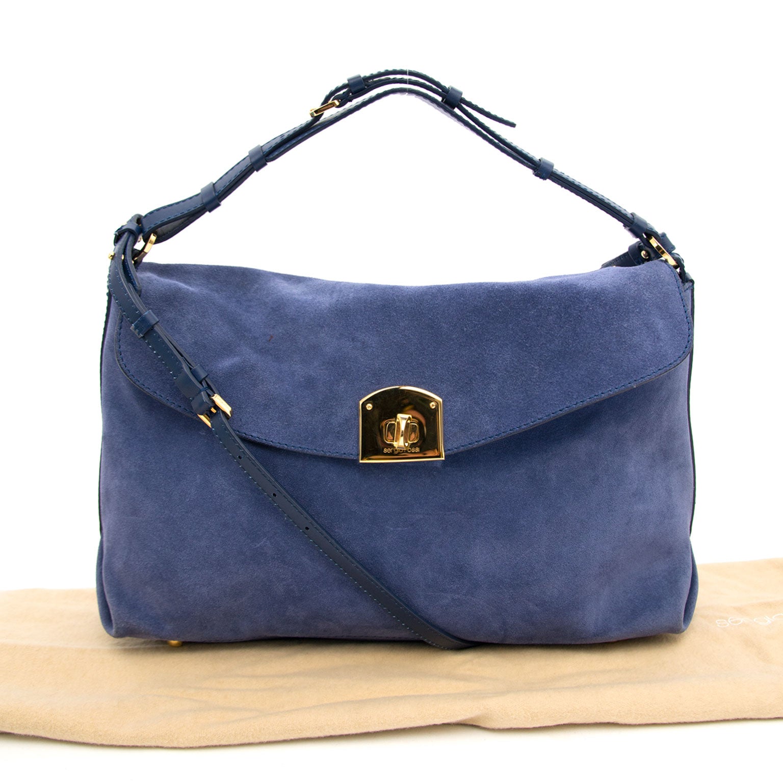 shop safe onilne at the best price you secondhand luxury Sergio Rossi Blue Shoulder Bag