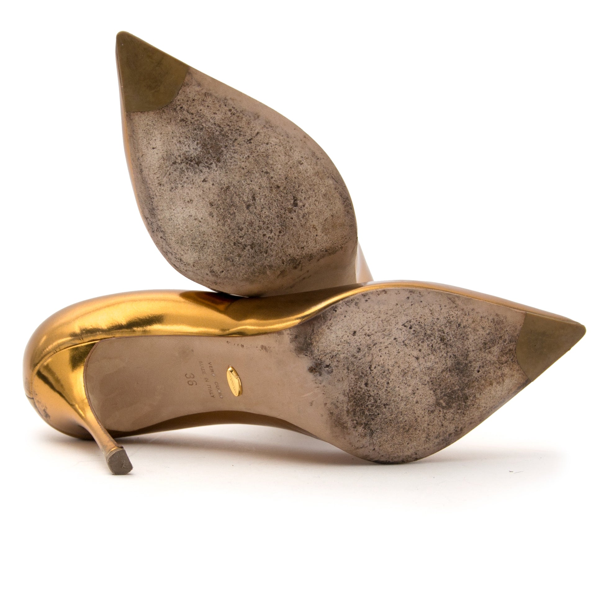 koop veilig online tegen de beste prijs Sergio Rossi Gold Metallic Pump