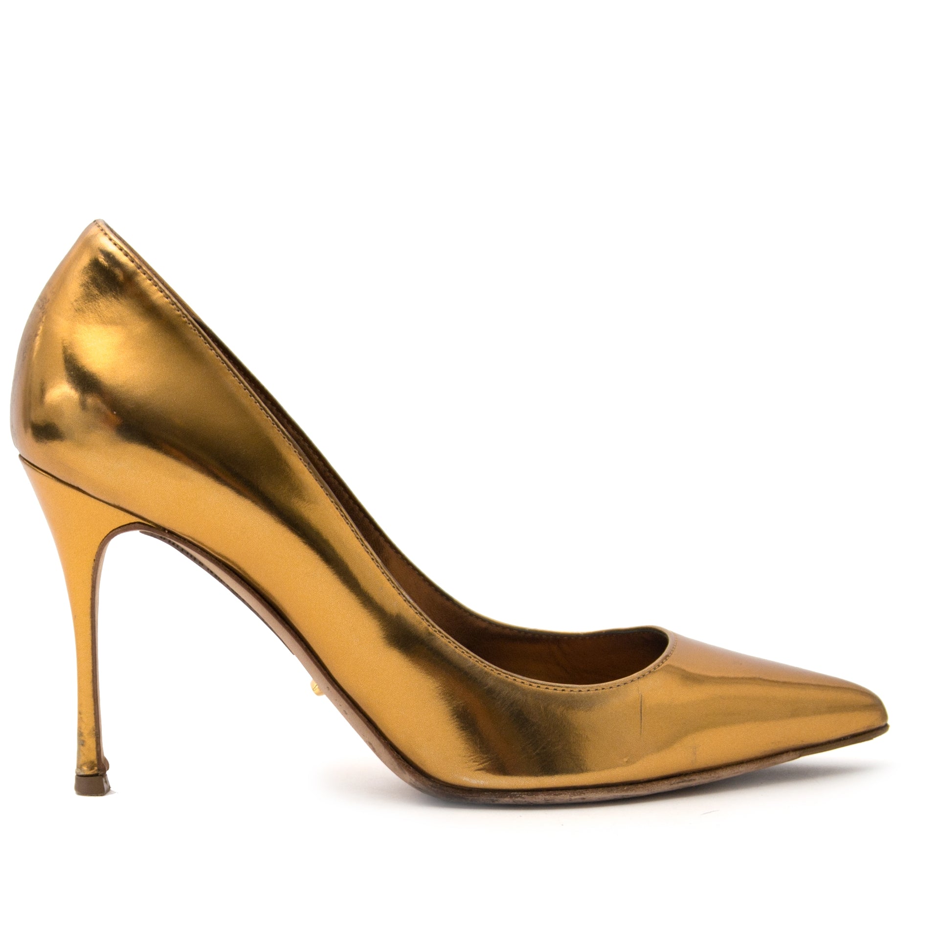 shop safe online Sergio Rossi Gold Metallic Pump for the best price