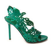 koop online tegen de beste prijs jou tweedehands Sergio Rossi Green Patent Cut-Out Sandals - Size 37,5