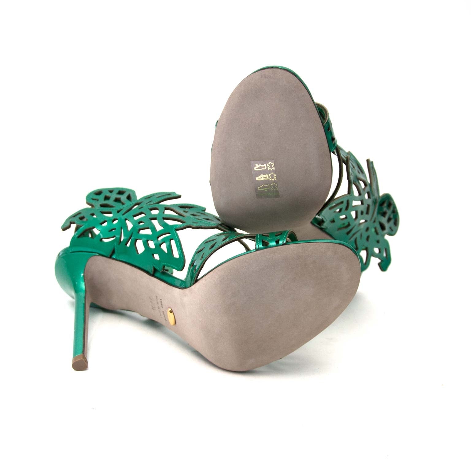 skip the waitinglist shop your Sergio Rossi Green Patent Cut-Out Sandals - Size 37,5 online at the best price