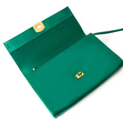 Sergio Rossi Green Patent XL Clutch worldwide shipping luxury