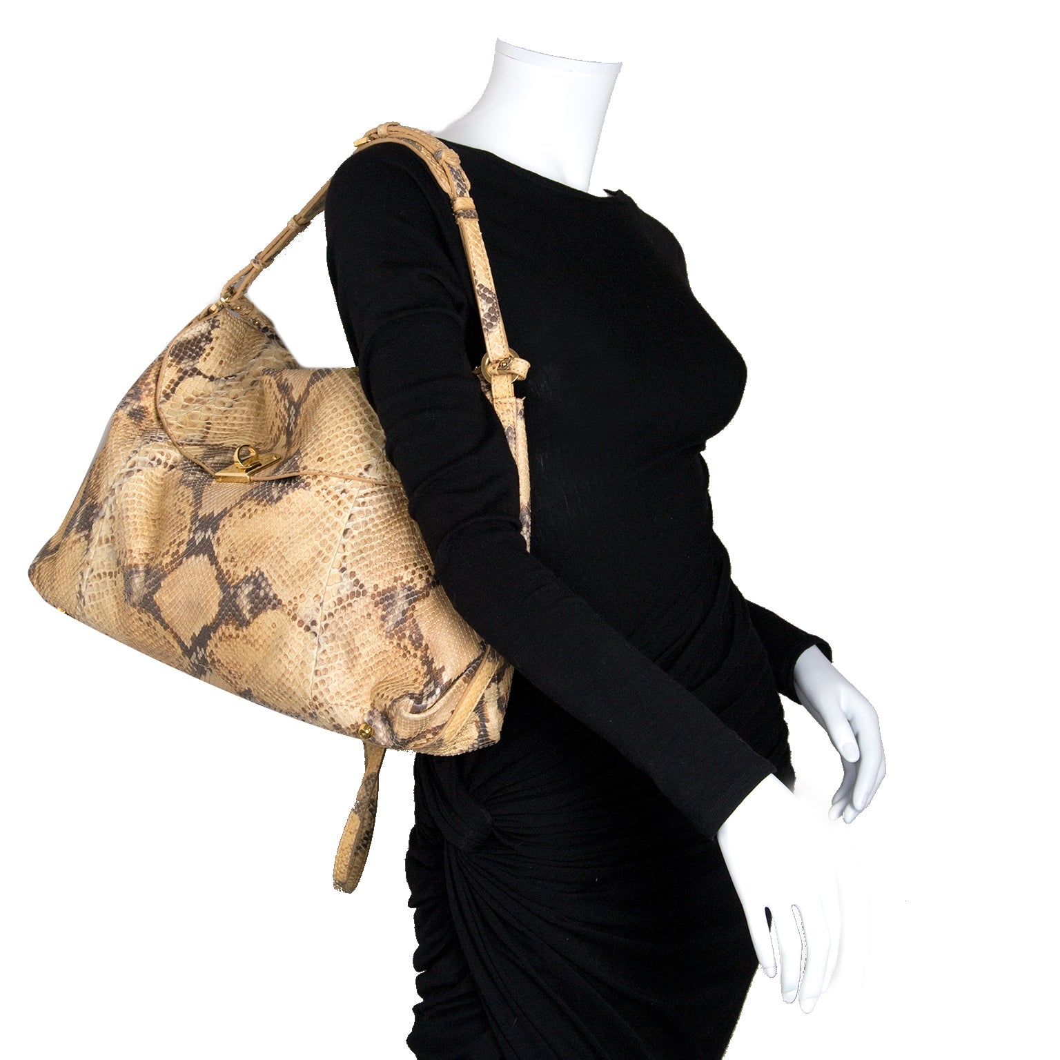 Sergio Rossi Python Leather Shoulder Bag te koop bij Labellov