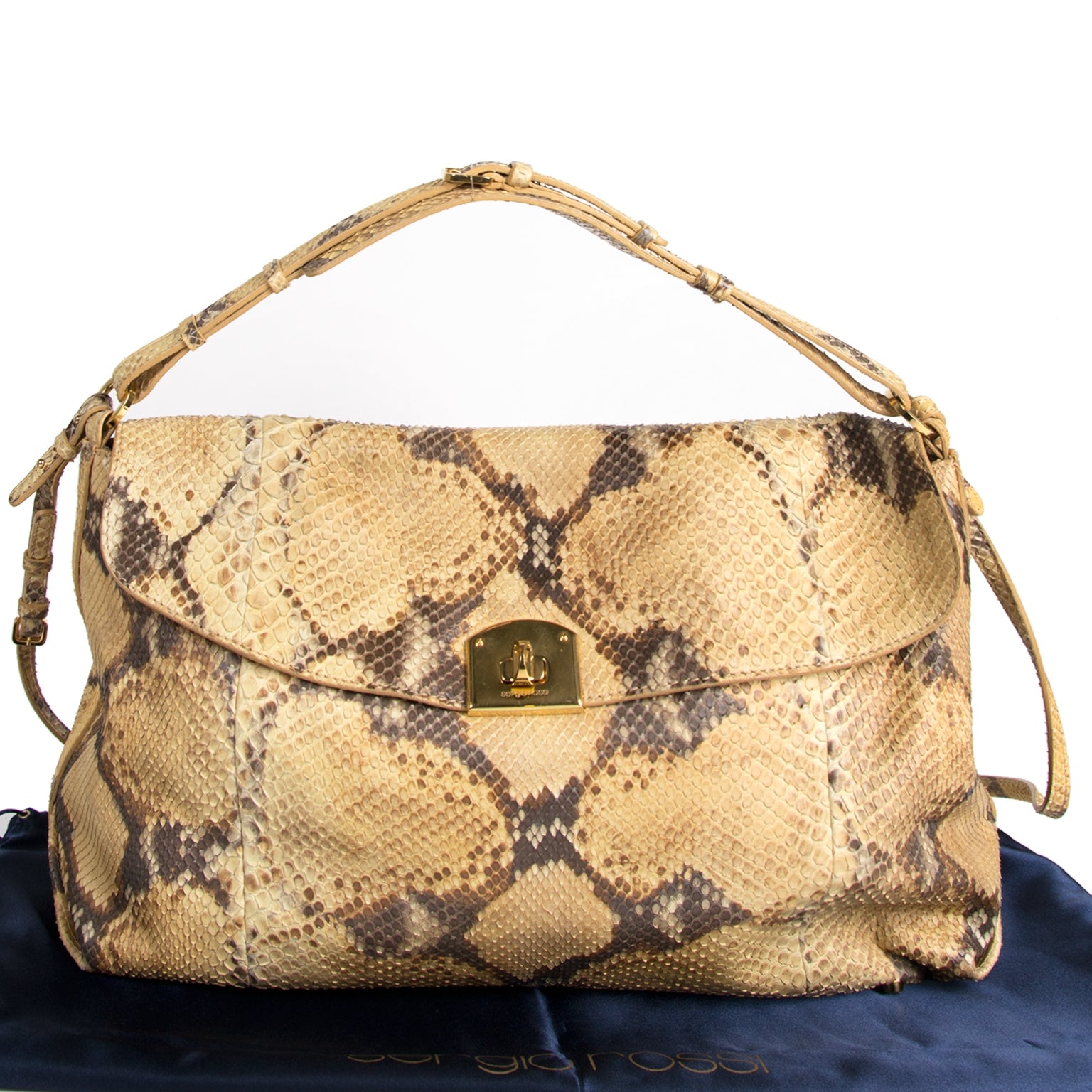 Sergio Rossi Python Leather Shoulder Bag kopen en verkopen aan de beste prijs