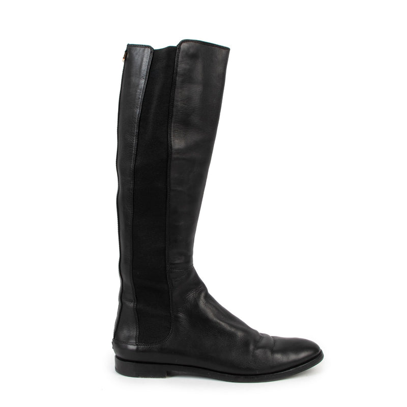 authentic second hand Sergio Rossi Life Elasto Black Riding Boots at labellov.com