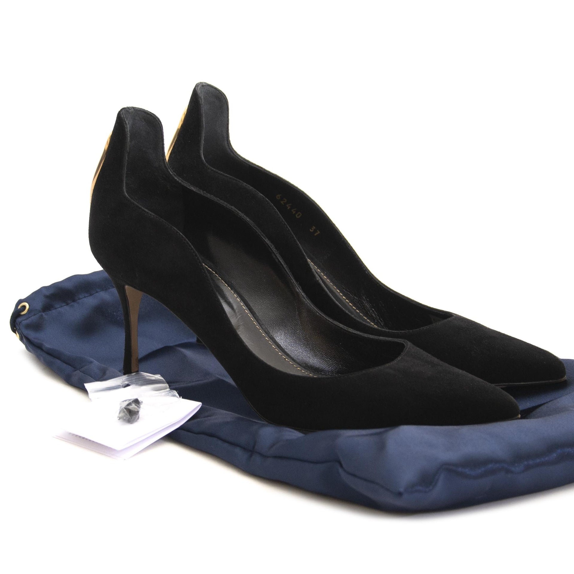 Authentieke tweedehands vintage Sergio Rossi Black Heels Gold koop online webshop LabelLOV