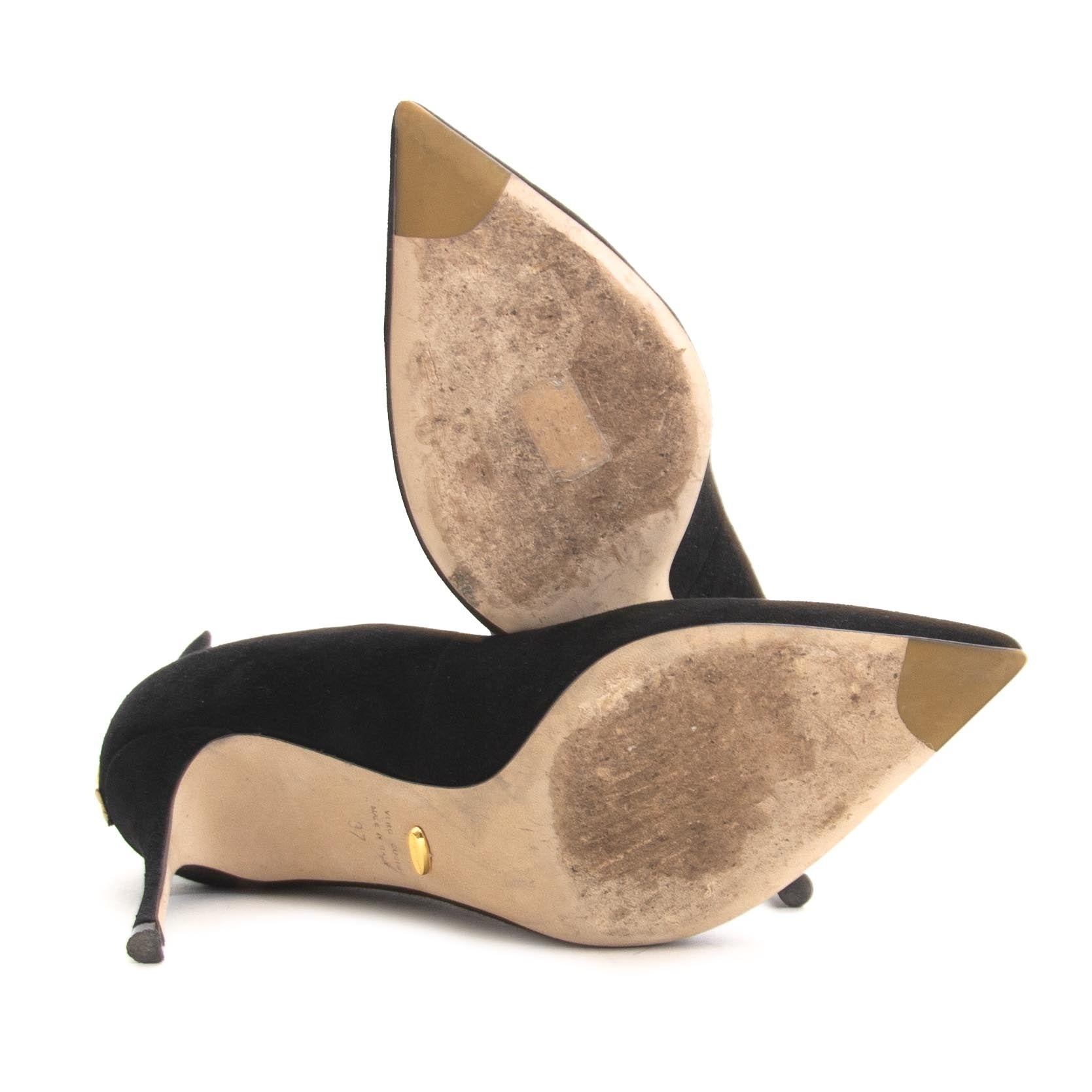 Authentique seconde main vintage Sergio Rossi Black Heels Gold achète en ligne webshop LabelLOV