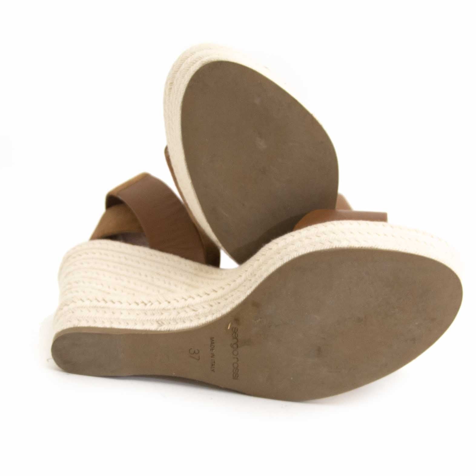 Authentieke tweedehands Sergio Rossi Camel Wedges koop online webshop LabelLOV